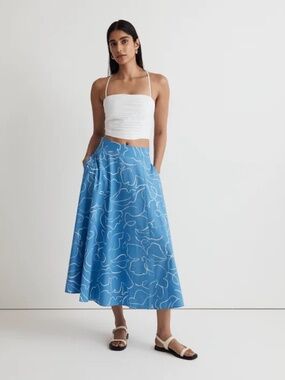 Signature Poplin Maxi Skirt in Linear Bloom